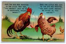 1942 Anthropomorphic Chicken Rooster Smoking Risque Humor Vintage Postcard picture