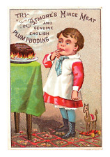 c1880 Atmore's Mince Meat Girl Smells Plum Pudding Trade Card Pull Toy Christmas picture