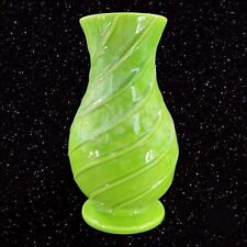 Haeger Dundee Ceramic Pottery Vase White Green Swirls Glaze Vase Marked 8”T 3.5” picture