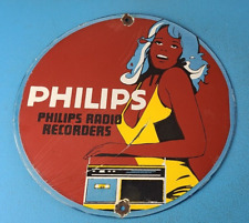 VINTAGE PHILIPS RADIO PORCELAIN STEREO RECORDER GAS SERVICE PUMP PLATE 12