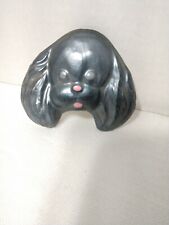 Vintage Plaster Dog Face Cocker Spaniel Gray Kitsch Weird Cute Hang on wall Tiny picture
