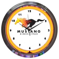 FORD MUSTANG SINCE 1964 ORANGE NEON CLOCK Sign Lamp Light picture