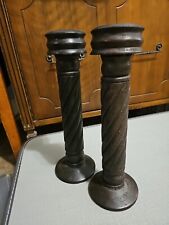 Pair Vintage Wooden Candle Holder picture
