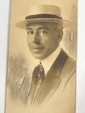BX Photograph Handsome Older Gentleman Old Man Straw Hat Photo With Pencil Art picture