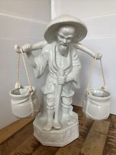 Fitz And Floyd White Porcelain Figurine Farmer Carrying Water Buckets 12