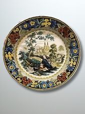 Antique 19th Century French Victorian Faience Creil Plate Man W/ Harp RARE FIND picture