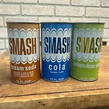Vintage SMASH Soda Pop Cans Lot (3) Cola Cream Steel Pull Tab Flat Top picture