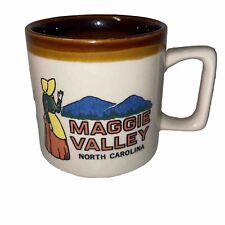 Vtg MAGGIE VALLEY NC Stoneware Pioneer Woman Mountains Graphic Mug picture