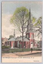 Schenectady New York, St George's Episcopal Church Vintage Hand Colored Postcard picture