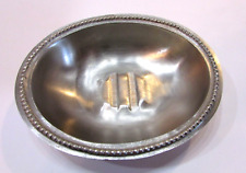 Vintage 4x5 Oval Heavy 11.2 oz Pewter Soap Dish picture