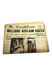 QUEEN ELIZABETH CORRONATION - THE TIMES HERALD - JUNE 3RD, 1953 D.C. NEWS PAPER picture