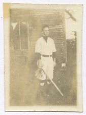 BASEBALL PLAYER IN UNIFORM. TONED SILVER PRINT 3.25X2.25. 1920-30s.  picture
