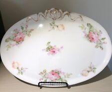 Antique GDA Limoges French Vanity Porcelain Hand Painted Dresser Tray Pink Roses picture