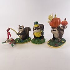 Lot of 3 Fitz & Floyd Silvestri Charming Tails Raccoon Mouse Pumpkin Figurines picture
