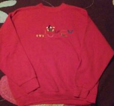 Vintage Disney Mickey Mouse Cotton Long Sleeve Sweat Shirt Sweater, Large, Red picture