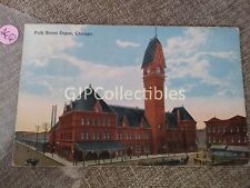 PAEQ Train or Station Postcard Railroad RR POLK STREET DEPOT CHICAGO picture
