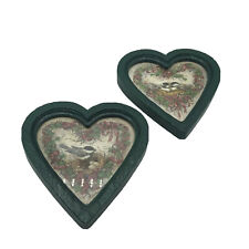 VTG Home Interiors Homco Heart Shaped Mock Floral Chickadee Bird Prints #2 picture