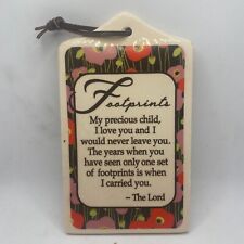 Ceramic Footprints Floral Pattern The Lord's Scripture Wall Hanging Plaque picture