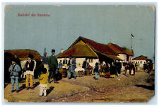 1921 Scene at the Market Houses Greetings from Romania Antique Postcard picture