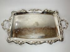 Vtg Golden Crown Baroque Serving Tray Silver plated EP On Steel Hong Kong w/box picture