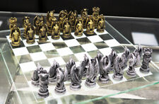 Ebros Silver Gold Fantasy Dungeons And Dragons Resin Chess Pieces Glass Board picture