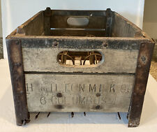 Hamilton Milk Co 6 Columbus 41 Wood Crate w Metal Rack Rustic Decor 18”x14”x11” picture