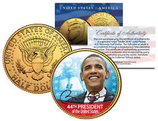 BARACK OBAMA *44th President* 24K Gold Plated JFK Half Dollar US Colorized Coin picture