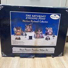 The Saturday Evening Post Norman Rockwell 10 Piece Porcelain Village Set 2002 picture