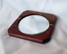 Vintage Handcrafted Wooden Pocket/ Hand Mirror Beveled Glass 2.5