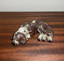 Rare Antique SLEEPING DOG Solid Cast Iron Paperweight Figural Victorian Oddity picture