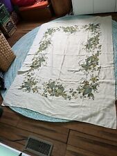 vintage luther travis Rectangle Tablecloth Blue/green, Flowers W/basket,grapes picture