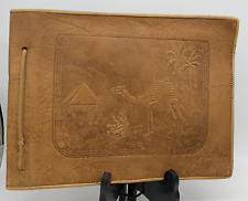 Vintage LEATHER HAND TOOLED Photo Album Egyptian Pyramid Camel Design picture