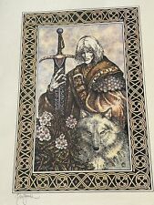 Vintage 1978 Signed Original Colored Art Work Sketch THE WHITE WOLF 17”X 24” picture