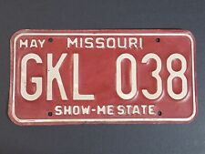 Vintage 1980 Missouri License Plate (GKL-038) Show-Me State Expired White on Red picture