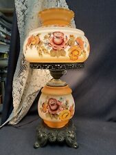 Unusual Large Falkenstein Vtg GWTW Hurricane Lamp Floral 25” Tall Hand Painted picture