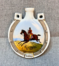 Antique German Porcelain Scent Perfume Bottle Horseshoe Equestrian Horse Rider picture