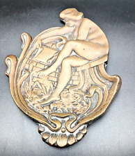 BEAUTIFUL HUNGARY ANTIQUE BRASS/BRONZE NUDE WOMAN ASHTRAY/TRINKET DISH c1890 v/g picture