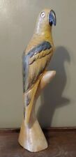 Vintage Balsa Wood Hand Carved Parrot Perched On Wood 15