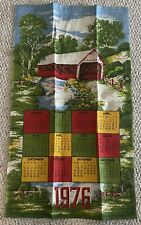 Vtg 1976 Linen Calendar Tea Dish Towel Cover Bridge picture