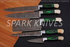 SPARK CUSTOM HANDMADE DAMASCUS STEEL 5 Pc’s KITCHEN CHEF KNIFE SET W/SHEATH picture