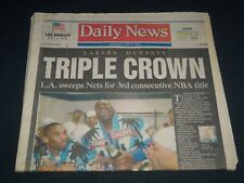 2002 JUNE 13 LOS ANGELES DAILY NEWS NEWSPAPER - KOBE BRYANT & SHAQ LAKERS 3PEAT picture