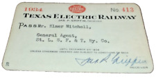 1934 TEXAS ELECTRIC RAILWAY EMPLOYEE PASS #413 picture