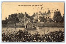 1909 Bass Residence Bridge River Fort Wayne Indiana IN Vintage Antique Postcard picture