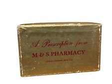1955 M&S Pharmacy Prescription Box Dallas,TX 4/18/55 Gold Pill Box picture