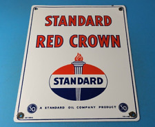 Vintage Standard Red Crown Sign - Porcelain Torch Gas Motor Oil Pump Plate Sign picture