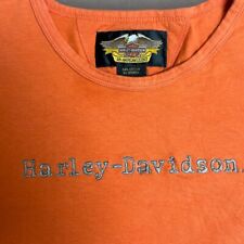 Vintage 90s Harley Davidson T Shirt Womens Size Large Orange Puff Print picture