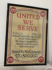 Antique World War I Lithograph Poster YMCA YWCA  United War Work Campaign picture