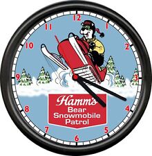 Hamm's Hamms Beer Bear Snowmobile Ski Patrol Bar Tavern Mountain Sign Wall Clock picture