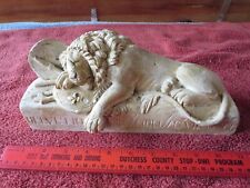 Vintage Swiss Lion resting on Shields Statue Helvetia made of Chalkware plaster picture