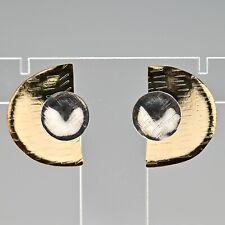 SUCHERMAN JM Original Vintage Signed Gold Filled Sterling Silver Estate Earrings picture